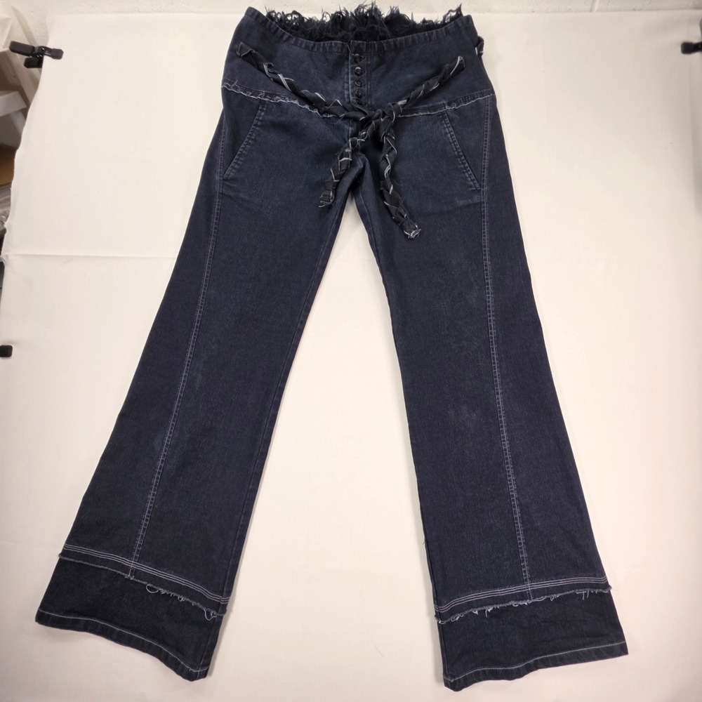 Vintage Marithe Francois Girbaud Men's Wide Leg Distressed Jeans Braided Belt 32